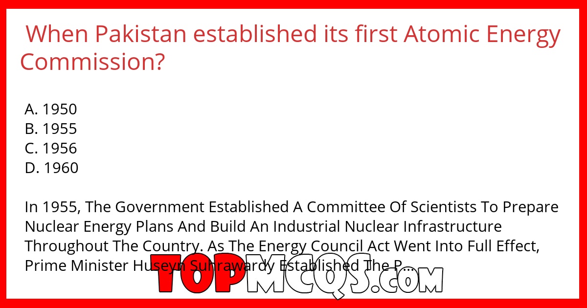 When Pakistan established its first Atomic Energy Commission?